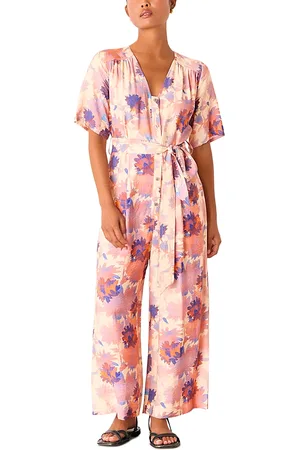 Whistles Petite Floral Button Front Jumpsuit
