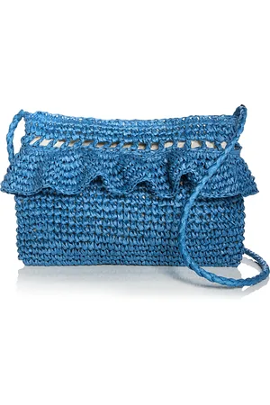 Aqua Gypsy Raffia Clutch
