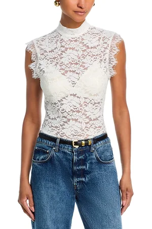 Aqua Mock Neck Lace Tank Top