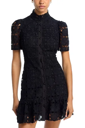 Aqua Floral Lace Mock Neck Mini Dress -Exclusive