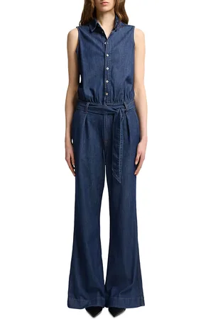 7 for all Mankind Sleeveless Denim Belted Jumpsuit