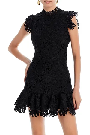 Aqua Mock Neck Lace Shift Dress