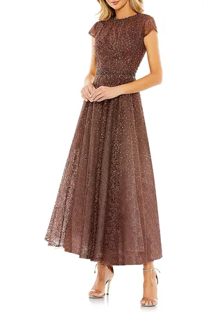 Mac Duggal Embellished Cap Sleeve A Line Dress