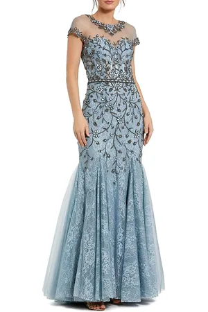 Mac Duggal Sheer Top Embellished Mermaid Gown