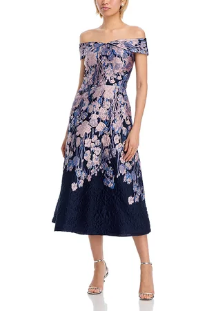 Teri Jon by Rickie Freeman Floral Metallic Fit & Flare Dress