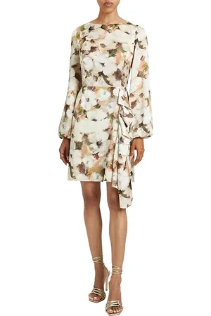 Santorelli Malia Floral Georgette Long Sleeve Dress