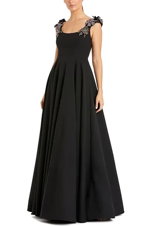 Mac Duggal Crepe Sleeveless With Rhinestone Flowers Ballgown