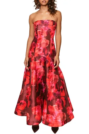 Hutch Maria Strapless Floral Gown