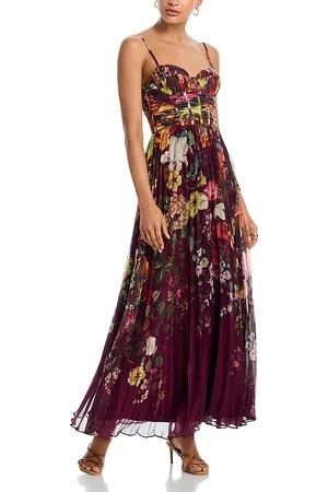 Aqua Pleated Floral Dress