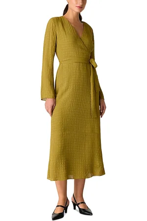 Whistles Alex Textured Wrap Midi Dress
