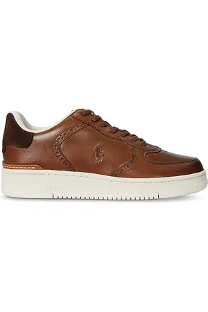 Ralph Lauren Masters Court Burnished Leather Sneakers