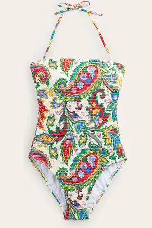 Boden Milos Smocked Bandeau Swimsuit Women