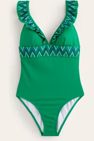 Boden Embroidered Ruffle Swimsuit Women