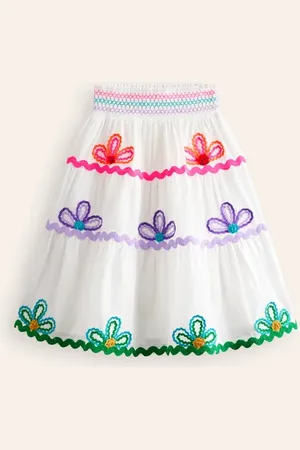 Ermanno Scervino Junior corded-lace poplin skirt - White