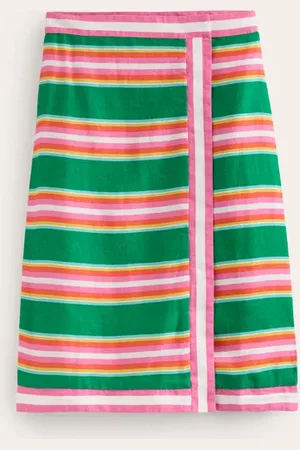 Boden Linen Border Wrap Skirt Women