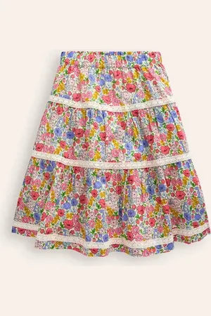 Boden Printed Tiered Midi Skirt Girls Boden