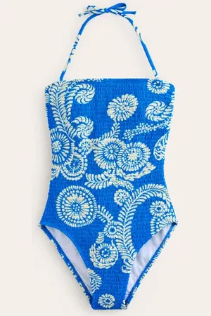 Boden Milos Smocked Bandeau Swimsuit Women