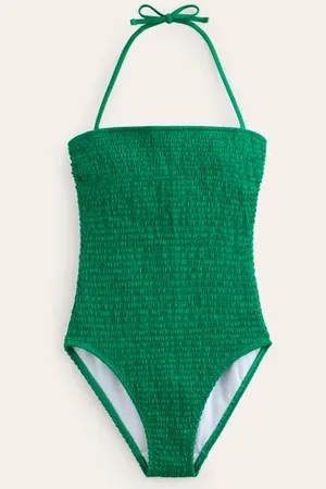 Boden Milos Smocked Bandeau Swimsuit Women