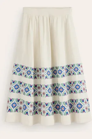 Boden Layla Embroidered Midi Skirt Women