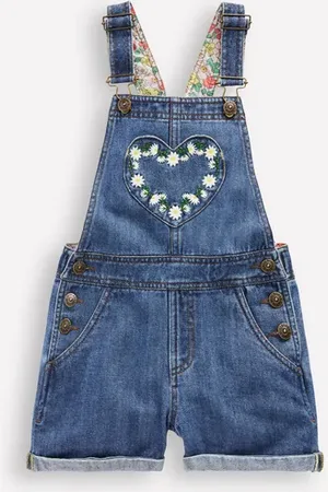 Boden Heart Pocket Short Dungarees Girls Boden