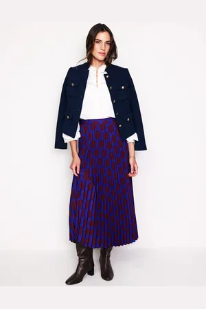 Boden Camilla Pleated Midi SkirtChestnut, Large Spot Women
