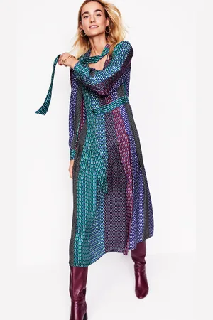 Boden Pussy Bow Midi DressMulti, Geo Mix Women