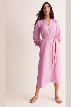 Boden Linen Midi Smocked DressSweet Lilac Women