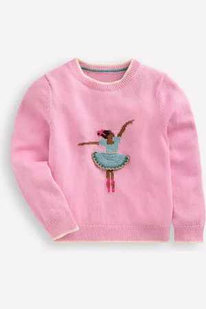Boden Fun Logo JumperChalk Pink Ballerina Girls