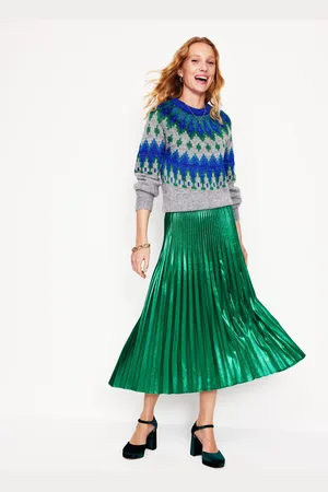 Boden Camilla Metallic Midi SkirtMalachite Women