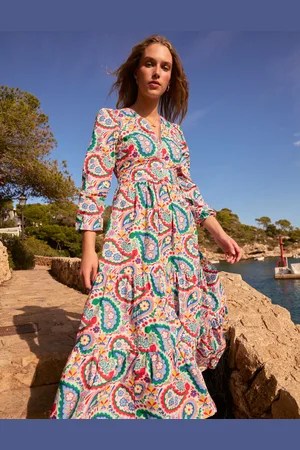 Boden Violet Cotton Midi DressMulti, Meadow Paisley Women