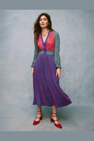 Boden Lily Long Sleeve Midi DressMulti, Heart Cluster Women