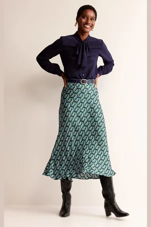 Boden Cecelia Midi SkirtAmazon Green, Ribbon Wave Women