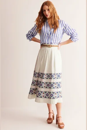 Boden Layla Embroidered Midi SkirtNeutral Women