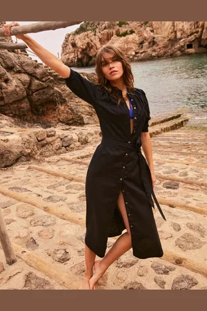 Boden Ada Linen Midi DressBlack Women