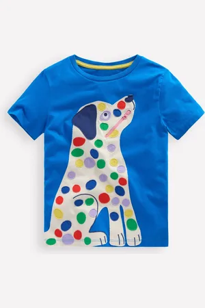 Boden Zipper Applique TShirtKingfisher Blue Dog Boys