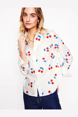 Boden Sienna Embroidered ShirtWhite, Cherries Women