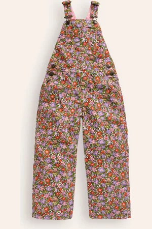 Boden Straight Leg DungareeAster Purple Flowerbed Girls
