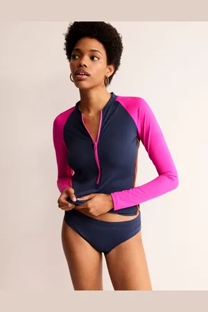 Boden Piped Raglan Rash GuardNavy/ Super Pink Colourblock Women