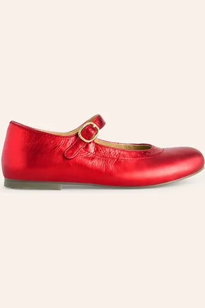 Boden Leather Mary JanesRed Metallic Girls