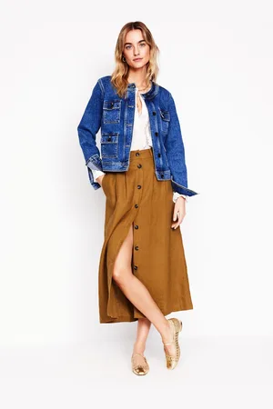 Boden Thomasina Linen Midi SkirtGingerbread Women