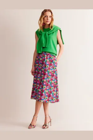 Boden Hattie Poplin Midi SkirtMulti, Wild Poppy Women
