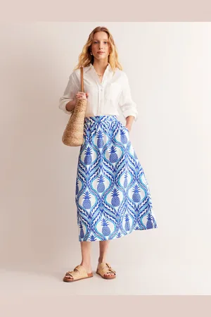 Boden Florence Linen Midi SkirtSurf the Web, Pineapple Wave Women