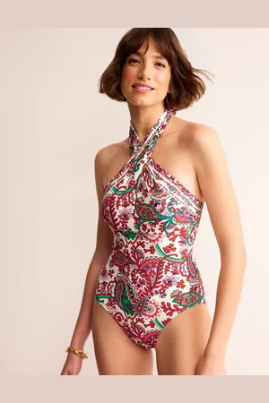 Boden Cross Front Halter SwimsuitMulti, Fantastical Women