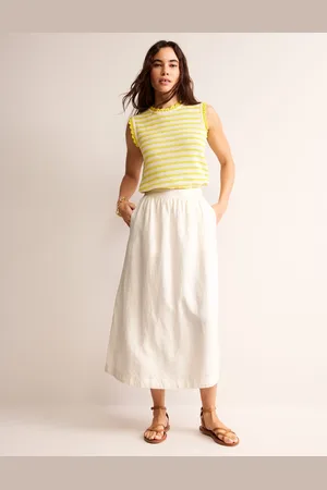 Boden Florence Linen Midi SkirtEcru Women