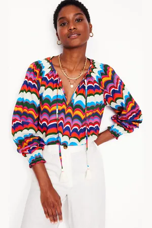 Boden Easy Cotton BlouseMulti, Abstract Wave Women