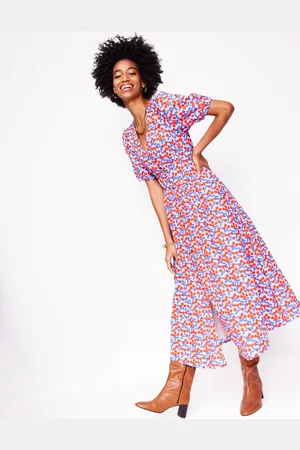 Boden Lillian Cotton Midi DressChalk Pink, Cherry Cascade Women
