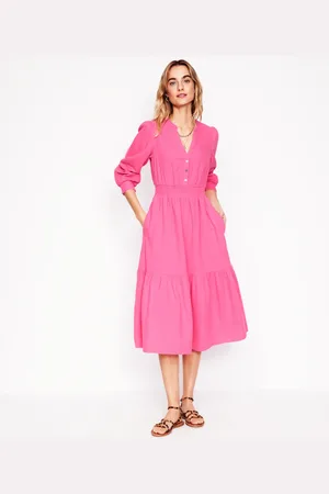 Boden Elena Double Cloth Midi DressSorbet Pink Women