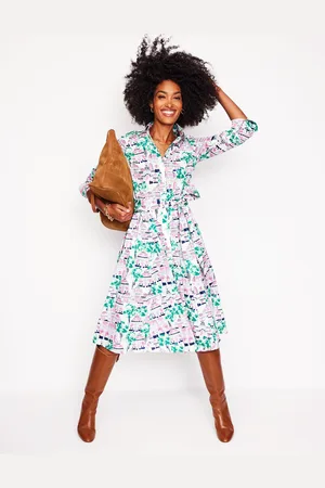 Boden Amy Cotton Midi Shirt DressIvory, Botanical Greenhouse Women