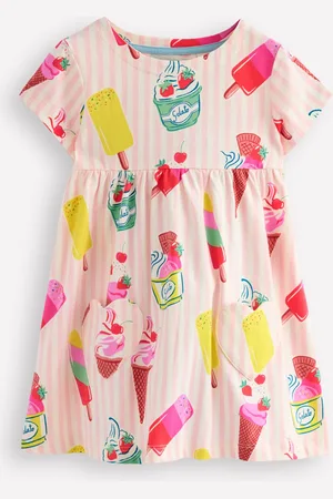 Boden Short Sleeve Printed TunicVintage Pink Ice Cream Stripe Girls