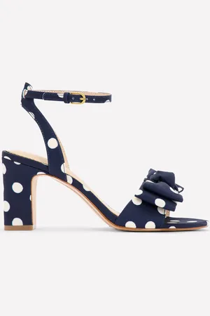 Boden Bow Heeled SandalsNavy and Ecru Spot Women